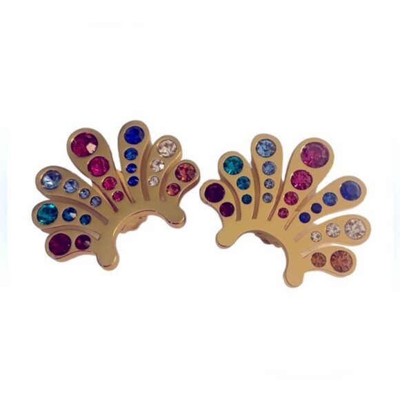 NWT LELE SADOUGHI CRYSTAL LELE BUTTON EARRINGS GLASS RAINBOW LS1476GR - Picture 2 of 7